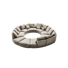 Circular Modular Sofa for Large Gatherings Modern Beige Design