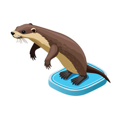 Fototapeta premium Otter jump Adobe Illustrator Artworkisometric vector illustration with clean geometry and modern design