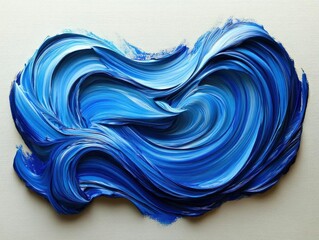 Abstract Blue Swirls Modern Art Painting Texture