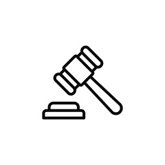 Gavel icon. Judge gavel icon vector.  in line style design on white background. vector illustration