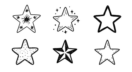 Hand-Drawn Star Icons: Doodle Collection for Design Elements