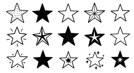 Hand-Drawn Star Collection: Doodle Set for Design Projects
