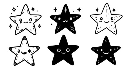 Cartoon Stars with Faces: Whimsical Vector Icons