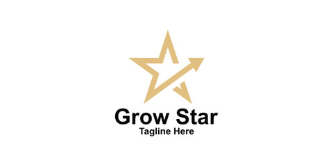 logo design arrow and star,grow,growth,finance,success,design creative and elegant.