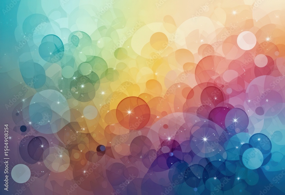 Poster colorful abstract design with circles and sparkles in a gradient background