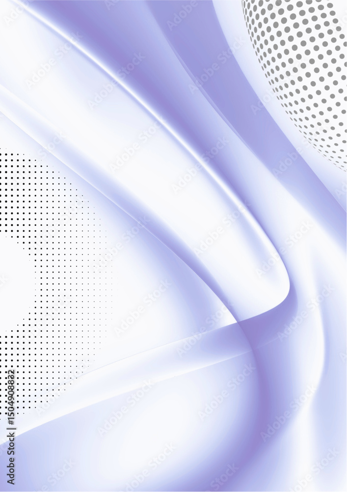 Poster abstract blue wave vector background with halftone dot pattern and curved lines for modern technolog