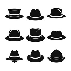 Collection of Fedora and Other Hat Silhouettes