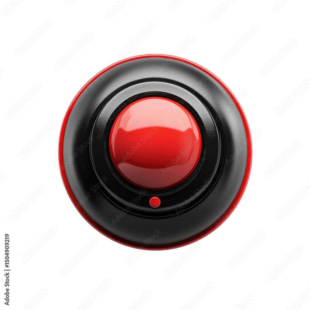 Poster a compelling shiny red button a symbol of power and control surrounded by on transparent background