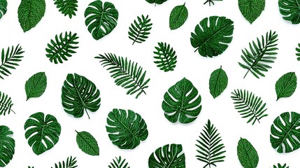 Tropical leaf pattern on a white background.