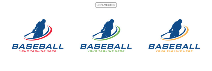 Dynamic Swing Baseball Silhouette Badge on Transparent Background