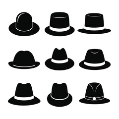 Collection of Fedora and Other Hat Silhouettes