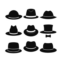 Collection of Fedora and Other Hat Silhouettes