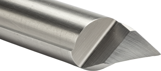 Precision machined Metal Cutting Tool Close up of a Sharpened Industrial grade Steel Triangular Bit