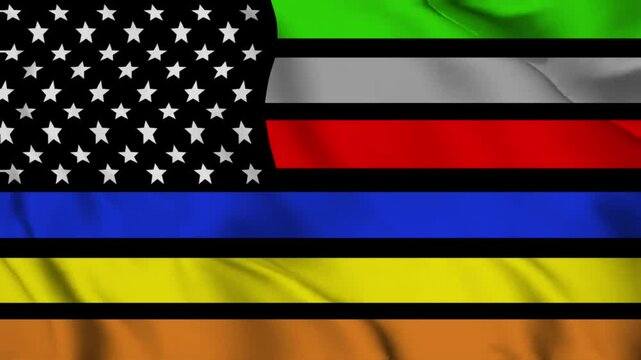 Animated waving first responder flag