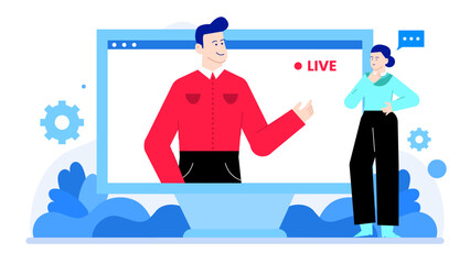 Virtual event planning and online conference setup. Suitable for communication, virtual meetings, online chatting, remote work, technology concepts.