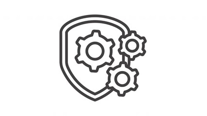 Animated shield protects three interconnected gears symbolizing unity and strength