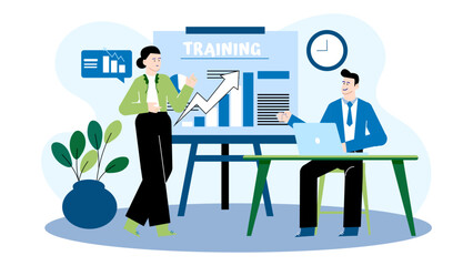 Leadership skills training for young professionals. Suitable for business coaching, mentorship, leadership training materials and concept illustrations. Ideal for corporate presentations.