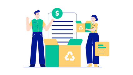 Sustainable packaging solutions for e-commerce business. Suitable for sustainability, waste management, teamwork, Eco conscious concepts in presentations, designs.