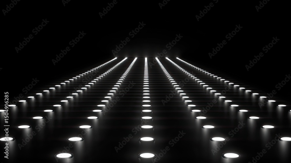 Poster infinite light pathway: a mesmerizing perspective of countless glowing lights receding into the infi