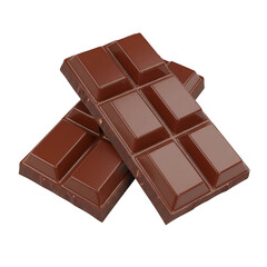 Fototapeta premium Two milk chocolate bars isolated on transparent background