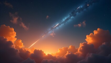 Shimmering shooting stars streak through the evening 1