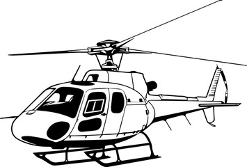 Helicopter Vector, Minimal Aircraft Icon Illustration