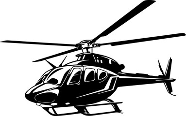 Helicopter Vector, Minimal Aircraft Icon Illustration