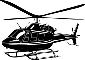 Helicopter Vector, Minimal Aircraft Icon Illustration