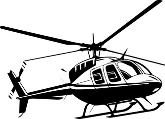 Helicopter Vector, Minimal Aircraft Icon Illustration