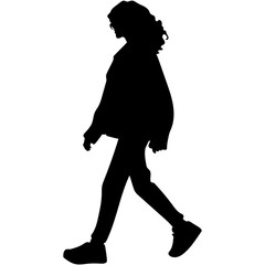 People Walking Silhouette. Silhouettes of moving people (crowd), isolated. Silhouettes of walking people.