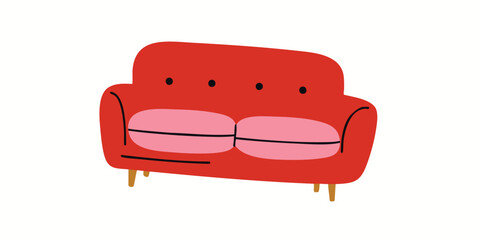 A vibrant, inviting red sofa, perfect for relaxation. Cozy design. Captivating interior furniture.