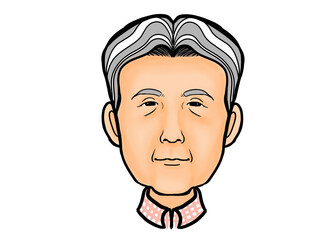 Original illustration of a calm gray-haired senior man