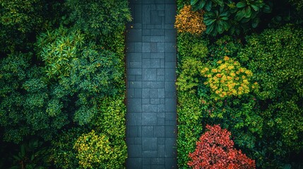 High-angle garden path