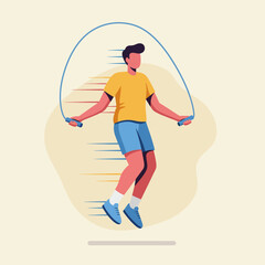 Man Jumping Rope for Fitness and Exercise in Casual Sportswear