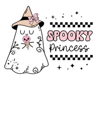 Cute Spooky Princess Ghost Halloween T-Shirt Design