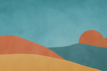 Minimalist abstract landscape with sunrise art