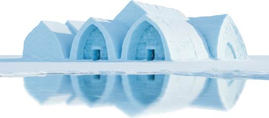 Stunning Ice Hotel Architecture Arctic Winter Wonderland with Reflection