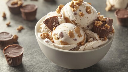 Creamy Dessert Bowl with Peanut Butter Cups and Crunchy Topping