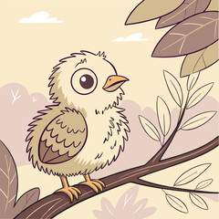 Cute nightingale singing cartoon vector