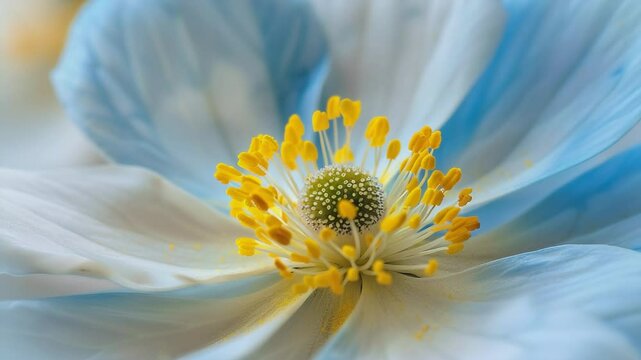 A flower with blue and yellow color on a white limbo background, Generative AI Videos.