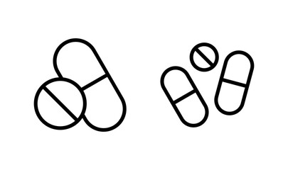 Pills icon logo design. capsule icon. Drug sign and symbol