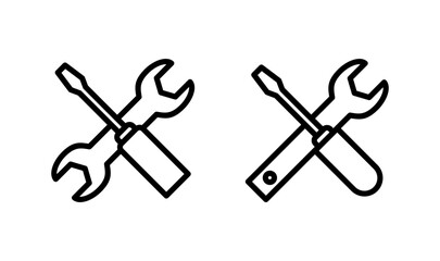 Tools icon logo design. tool sign and symbol. setting icon. Wrench and screwdriver. Service, repair