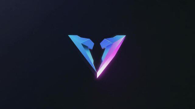 A clean and elegant logo, a dev company, logo should have a dark black background and feature light blue and light purple tones, Generative AI Videos.