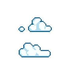 Clouds icon. 80s pixel art. Flat style. 1-bit sprite. Game assets. Cloud isolated vector illustration. Design for logo, web, sticker, mobile app.