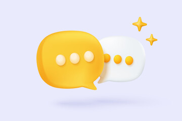 3D minimal notification bell icon with bubble speech floating around on pastel background. new alert concept for social media element. 3d bell alarm icon for message vector render illustration