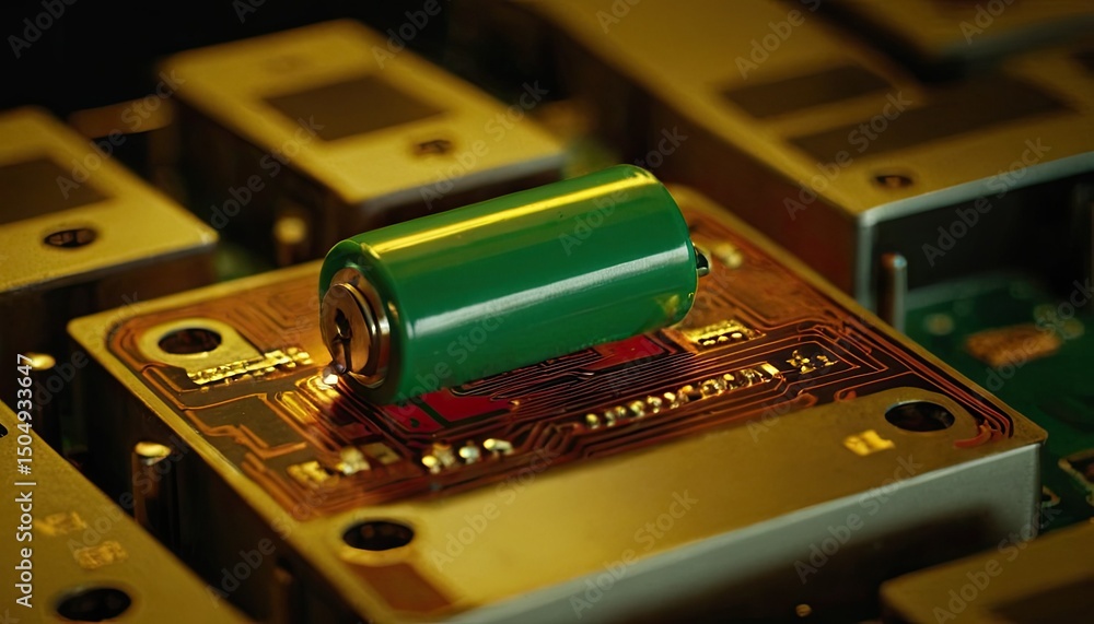 Fototapete circuit board close-up with different components 5