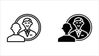 mirror icon set, Person reflection in a mirror line icon on white background