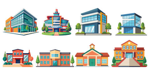 Collection of Various Buildings Illustrations