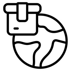 Cargo global Line Icon