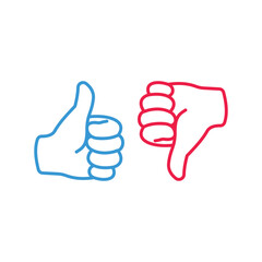 Thumb Line I Like And Dislike Icon Set